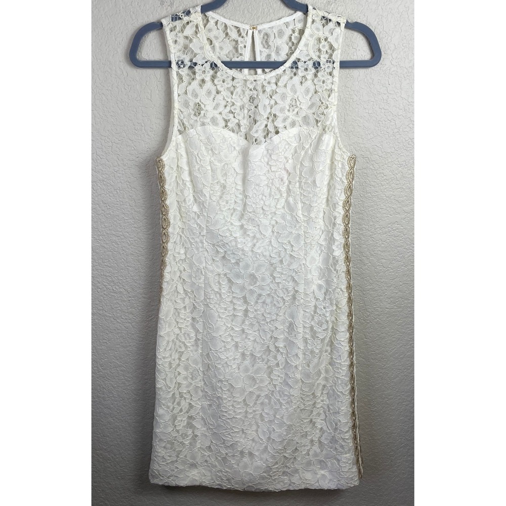 Lilly Pulitzer Mila Mini Shift Dress Womens 6 Resort White Garden Party Bridal